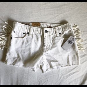 🥳 SALE NWT Polo Ralph Lauren Fringe Denim Shorts
